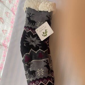 Source Unknown Gray and Black Knit Stocking